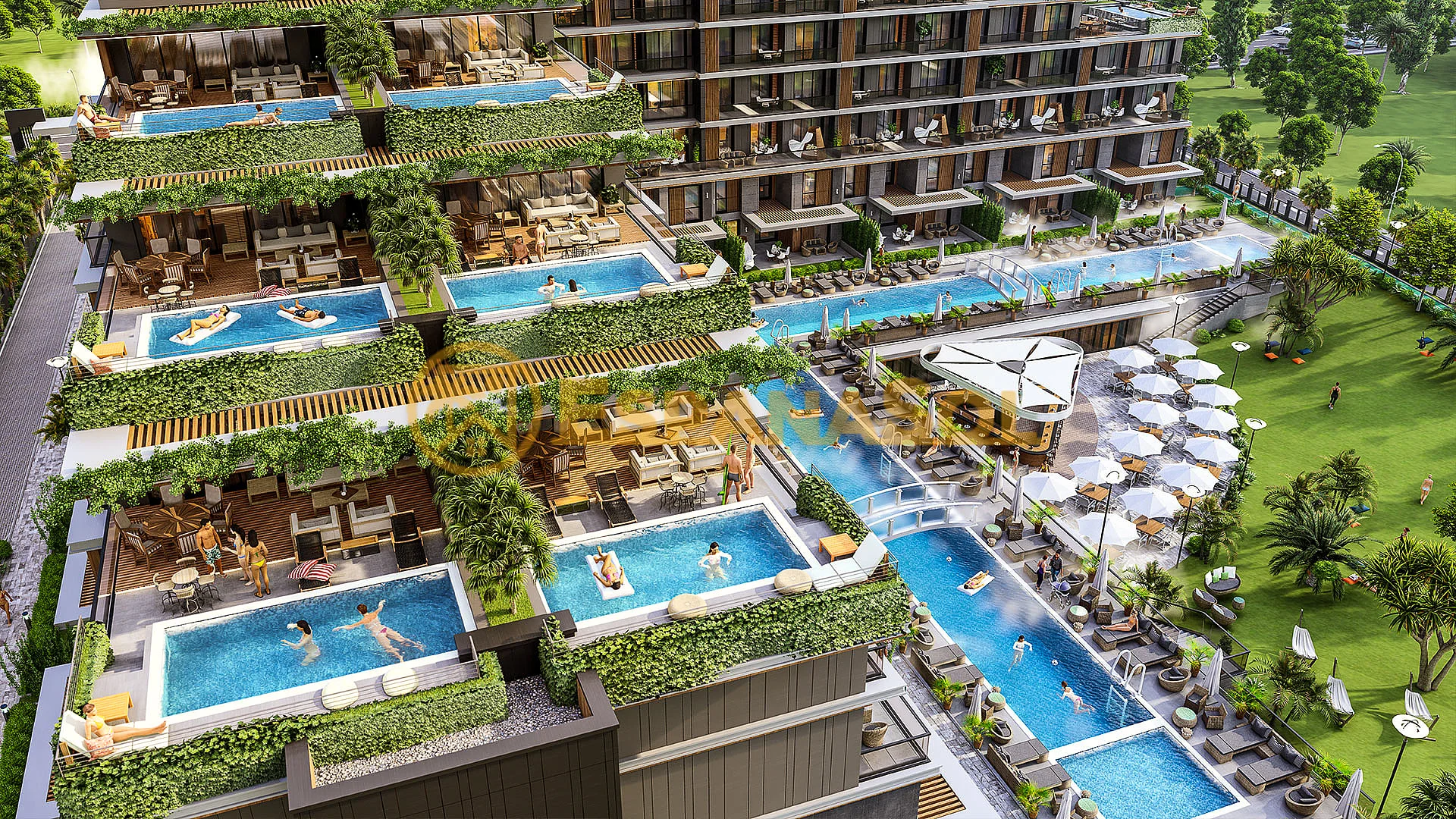 Investment apartments in a complex with pool in altintas antalya