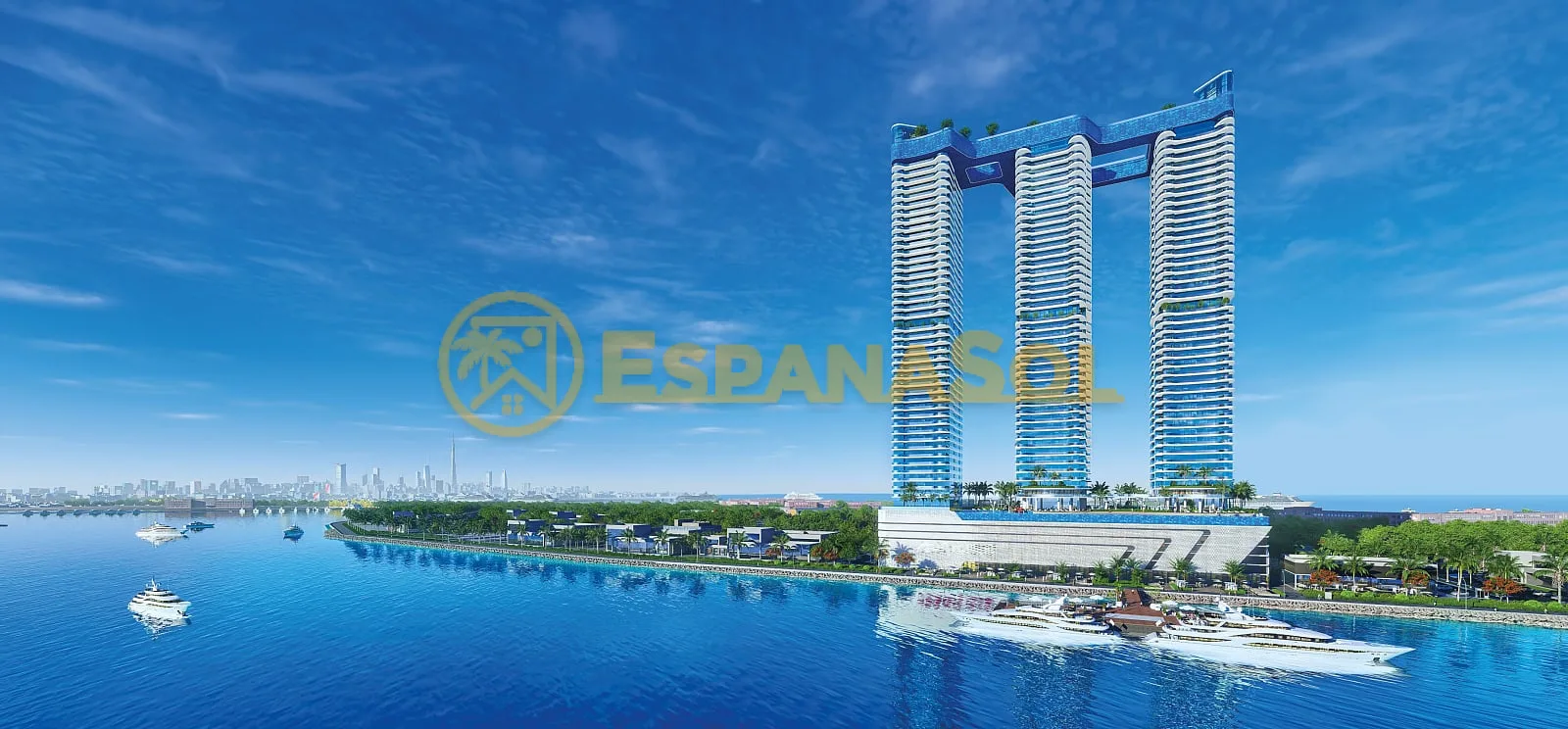 Apartment mit Pool auf dem Balkon — Dubai Maritime City