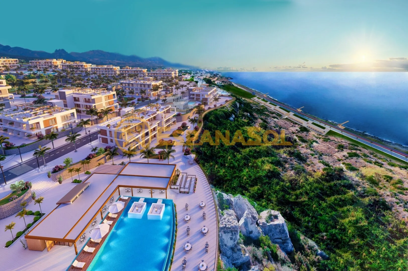 Apartment mit Hallenbad — 300 m vom Meer, Esentepe, Girne