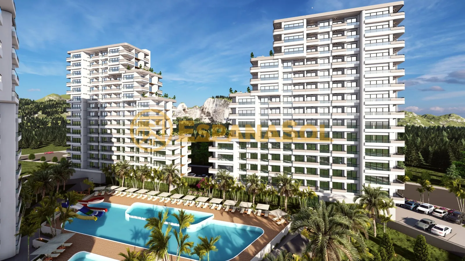 Apartamentos con aquapark y piscina — urbanización cerrada en Mersin