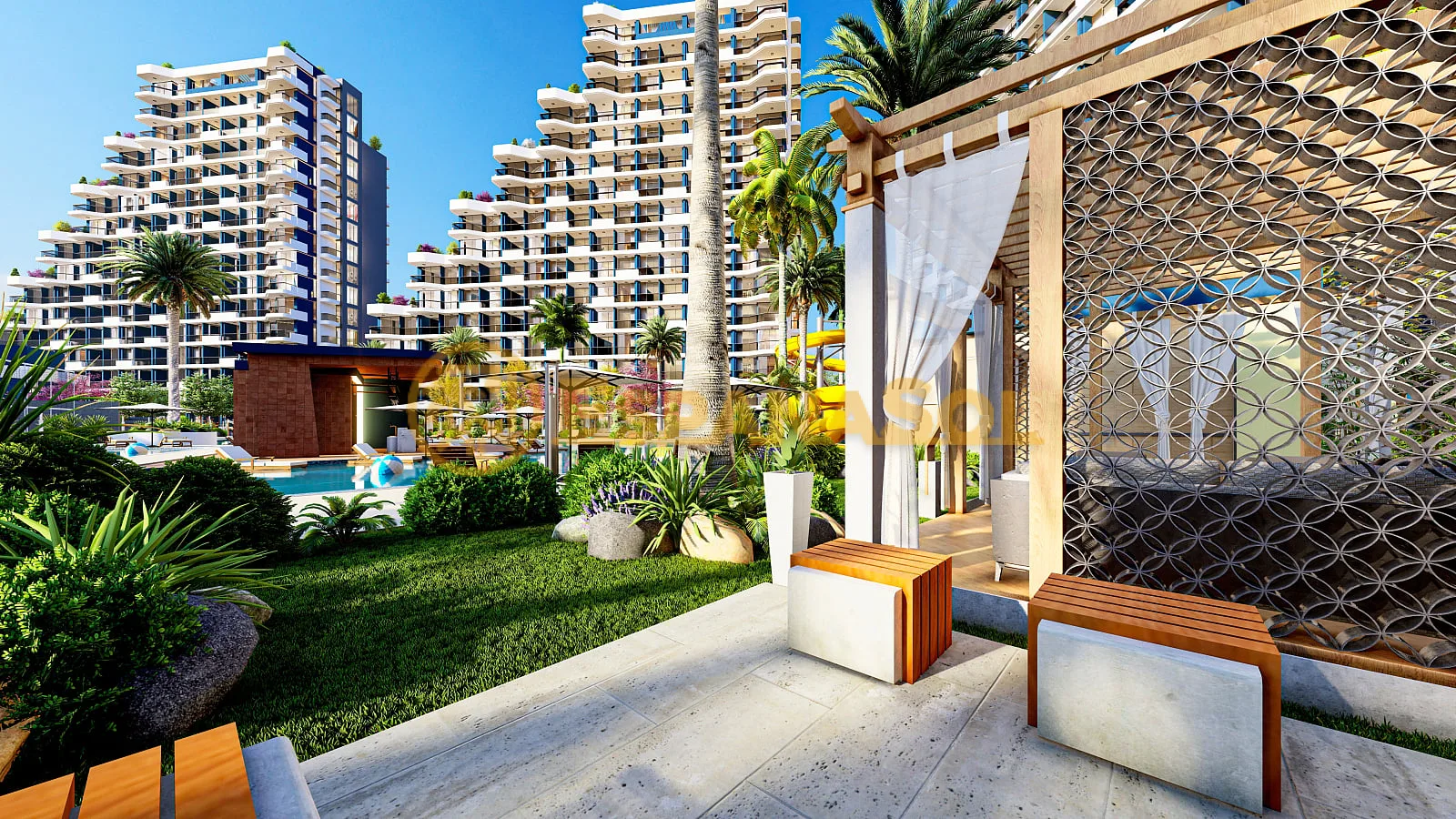 Apartments in Meeresnähe in Mersin — Komplex mit Aquapark in Mersin (zdjÄ™cie 4)