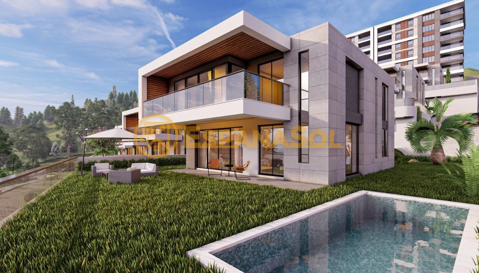 Casa con piscina cubierta y vistas al mar — Yalıncak, Trabzon en Trabzon (zdjÄ™cie 2)